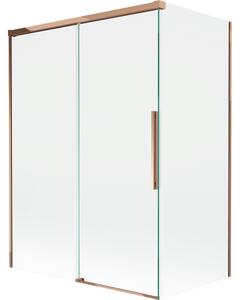 Mexen Rox, kétszárnyú tolóajtós kádparaván 120 + 70 x 150 cm, 8 mm-es átlátszó üveg, rozéarany profil, 8C9-120-070-60-00
