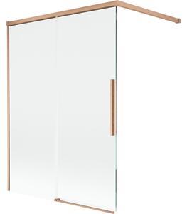 Mexen Rox, kétszárnyú tolóajtós kádparaván 120 x 150 cm, 8 mm-es átlátszó üveg, matt réz profil, 8C9-120-003-65-00