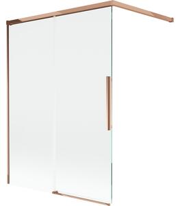 Mexen Rox, kétszárnyú tolóajtós kádparaván 120 x 150 cm, 8 mm-es átlátszó üveg, rozéarany profil, 8C9-120-003-60-00