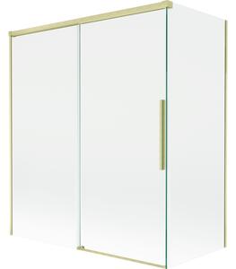 Mexen Rox, kétszárnyú tolóajtós kádparaván 140 + 70 x 150 cm, 8 mm-es átlátszó üveg, matt arany profil, 8C9-140-070-55-00
