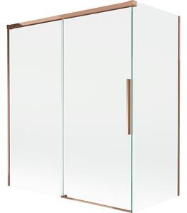 Mexen Rox, kétszárnyú tolóajtós kádparaván 140 + 70 x 150 cm, 8 mm-es átlátszó üveg, rozéarany profil, 8C9-140-070-60-00