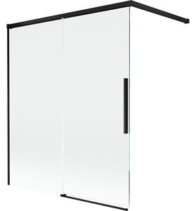 Mexen Rox, kétszárnyú tolóajtós kádparaván 140 x 150 cm, 8 mm-es átlátszó üveg, matt fekete profil, 8C9-140-003-70-00