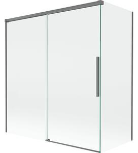 Mexen Rox, kétszárnyú tolóajtós kádparaván 150 + 70 x 150 cm, 8 mm-es átlátszó üveg, grafit profil, 8C9-150-070-95-00