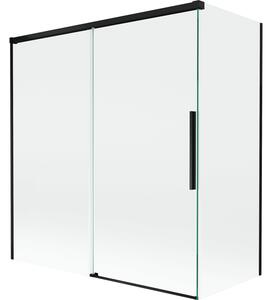 Mexen Rox, kétszárnyú tolóajtós kádparaván 150 + 70 x 150 cm, 8 mm-es átlátszó üveg, matt fekete profil, 8C9-150-070-70-00