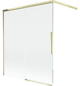 Mexen Rox, kétszárnyú tolóajtós kádparaván 140 x 150 cm, 8 mm-es átlátszó üveg, aranyfényű profil, 8C9-140-003-50-00