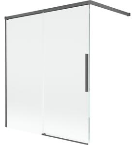 Mexen Rox, kétszárnyú tolóajtós kádparaván 140 x 150 cm, 8 mm-es átlátszó üveg, szálcsiszolt grafit profil, 8C9-140-003-66-00
