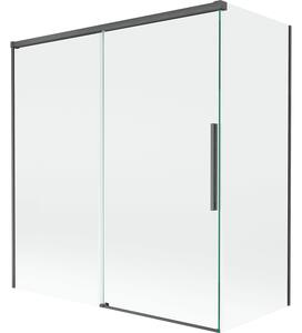 Mexen Rox, kétszárnyú tolóajtós kádparaván 150 + 70 x 150 cm, 8 mm-es átlátszó üveg, szálcsiszolt grafit profil, 8C9-150-070-66-00