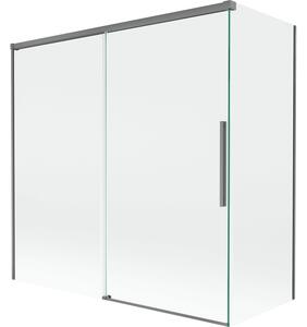 Mexen Rox, kétszárnyú tolóajtós kádparaván 160 + 70 x 150 cm, 8 mm-es átlátszó üveg, grafit profil, 8C9-160-070-95-00