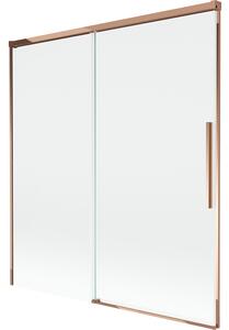 Mexen Rox, kétszárnyú tolóajtós kádparaván 150 x 150 cm, 8 mm-es átlátszó üveg, rozéarany profil, 8C9-150-001-60-00
