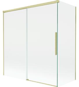 Mexen Rox, kétszárnyú tolóajtós kádparaván 150 + 70 x 150 cm, 8 mm-es átlátszó üveg, matt arany profil, 8C9-150-070-55-00