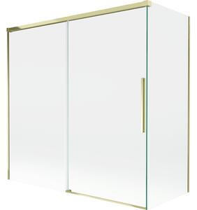 Mexen Rox, kétszárnyú tolóajtós kádparaván 160 + 70 x 150 cm, 8 mm-es átlátszó üveg, arany fényes profil, 8C9-160-070-50-00