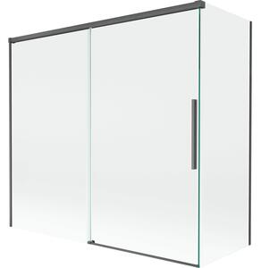 Mexen Rox, kétszárnyú tolóajtós kádparaván 170 + 70 x 150 cm, 8 mm-es átlátszó üveg, szálcsiszolt grafit profil, 8C9-170-070-66-00