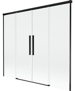 Mexen Rox, kétszárnyú tolóajtós kádparaván 170 x 150 cm, 8 mm-es átlátszó üveg, matt fekete profil, 8C9-170-002-70-00