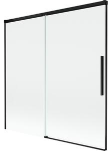 Mexen Rox, kétszárnyú tolóajtós kádparaván 160 x 150 cm, 8 mm-es átlátszó üveg, matt fekete profil, 8C9-160-001-70-00