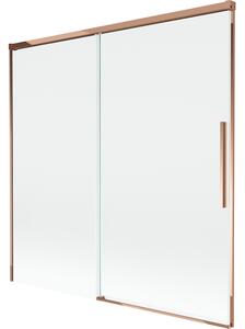 Mexen Rox, kétszárnyú tolóajtós kádparaván 160 x 150 cm, 8 mm-es átlátszó üveg, rozéarany profil, 8C9-160-001-60-00