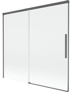 Mexen Rox, kétszárnyú tolóajtós kádparaván 170 x 150 cm, 8 mm-es átlátszó üveg, szálcsiszolt grafit profil, 8C9-170-001-66-00