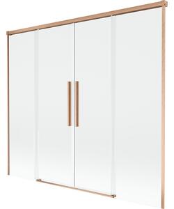 Mexen Rox, kétszárnyú tolóajtós kádparaván 170 x 150 cm, 8 mm-es átlátszó üveg, matt réz profil, 8C9-170-002-65-00