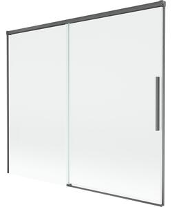 Mexen Rox, kétszárnyú tolóajtós kádparaván 180 x 150 cm, 8 mm-es átlátszó üveg, szálcsiszolt grafit profil, 8C9-180-001-66-00