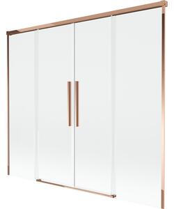 Mexen Rox, kétszárnyú tolóajtós kádparaván 170 x 150 cm, 8 mm-es átlátszó üveg, rozéarany profil, 8C9-170-002-60-00
