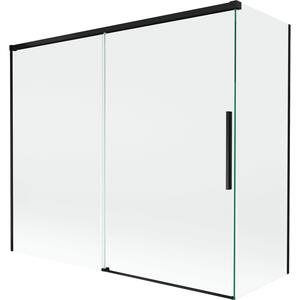 Mexen Rox, kétszárnyú tolóajtós kádparaván 180 + 80 x 150 cm, 8 mm-es átlátszó üveg, matt fekete profil, 8C9-180-080-70-00