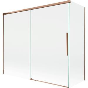 Mexen Rox, kétszárnyú tolóajtós kádparaván 180 + 80 x 150 cm, 8 mm-es átlátszó üveg, rozéarany profil, 8C9-180-080-60-00