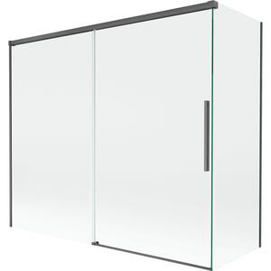 Mexen Rox, kétszárnyú tolóajtós kádparaván 180 + 80 x 150 cm, 8 mm-es átlátszó üveg, szálcsiszolt grafit profil, 8C9-180-080-66-00