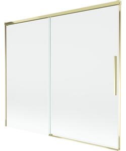 Mexen Rox, kétszárnyú tolóajtós kádparaván 180 x 150 cm, 8 mm-es átlátszó üveg, arany fényes profil, 8C9-180-001-50-00