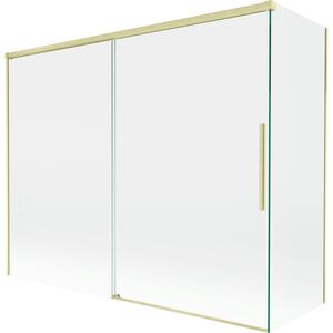 Mexen Rox, kétszárnyú tolóajtós kádparaván 190 + 80 x 150 cm, 8 mm-es átlátszó üveg, matt arany profil, 8C9-190-080-55-00