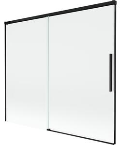 Mexen Rox, kétszárnyú tolóajtós kádparaván 180 x 150 cm, 8 mm-es átlátszó üveg, matt fekete profil, 8C9-180-001-70-00