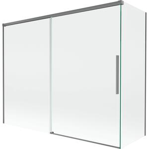 Mexen Rox, kétszárnyú tolóajtós kádparaván 190 + 80 x 150 cm, 8 mm-es átlátszó üveg, grafit profil, 8C9-190-080-95-00