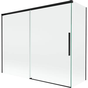 Mexen Rox, kétszárnyú tolóajtós kádparaván 190 + 80 x 150 cm, 8 mm-es átlátszó üveg, matt fekete profil, 8C9-190-080-70-00
