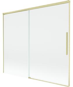 Mexen Rox, kétszárnyú tolóajtós kádparaván 180 x 150 cm, 8 mm-es átlátszó üveg, matt arany profil, 8C9-180-001-55-00
