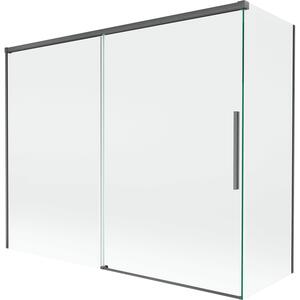 Mexen Rox, kétszárnyú tolóajtós kádparaván 190 + 80 x 150 cm, 8 mm-es átlátszó üveg, szálcsiszolt grafit profil, 8C9-190-080-66-00