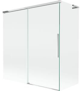 Mexen Rox, L tolóajtós, kétszárnyú kádparaván 150 + 70 x 150 cm, 8 mm-es átlátszó üveg, króm profil, 8C9L-150-070-01-00