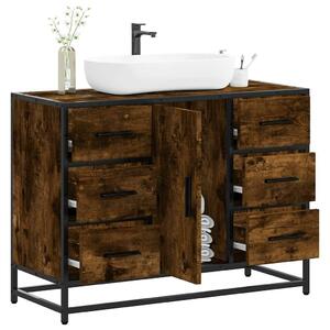 VidaXL füstös tölgy szerelt fa fürdőszobai mosdószekrény 80x33x60 cm