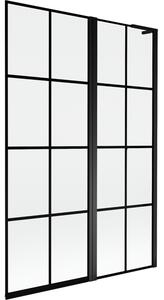 Mexen Mist L, kétszárnyú kádparaván, jobb oldali 120 x 150 cm, fekete rács, fekete - 8A9L-120-011-70-77-P