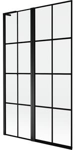 Mexen Mist L, kétszárnyú kádparaván, bal oldali 110 x 150 cm, fekete rács, fekete - 8A9L-110-011-70-77-L