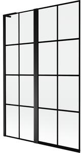 Mexen Mist L, kétszárnyú kádparaván, bal oldali 120 x 150 cm, fekete rács, fekete - 8A9L-120-011-70-77-L