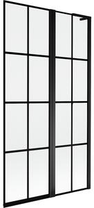 Mexen Mist L, kétszárnyú kádparaván, jobb oldali 100 x 150 cm, fekete rács, fekete - 8A9L-100-011-70-77-P