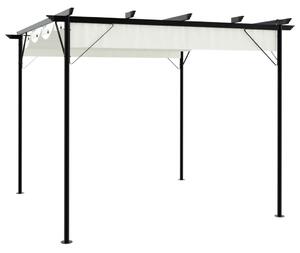 VidaXL fehér-krémszínű acélpergola behúzható tetővel 3 x 3 m
