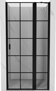 Mexen MIST, 1 szárnyú zuhanyajtó (1 db+1 db) 70x200 cm, 6 mm-es átlátszó üveg rácsmintával, jobbos, 8A4-070-000-70-77-P