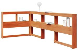 VidaXL Könyvespolc fejtámla L-alakú viaszbarna 80 cm tömör fa fenyőfa