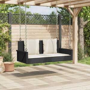 VidaXL fekete polyrattan hintapad párnával 119 x 56 x 48 cm