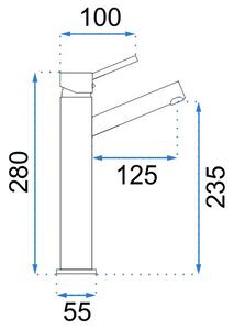Rea Lumi - Magas mosdócsaptelep, szürke, REA-B8026