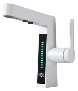 Multifunkciós smart mosdó csaptelep | Vízhőfok kijelzés | Kihúzható többfunkciós fej | Fehér | Austler FH-3429YA