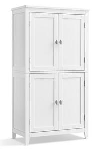 Fürdőszoba szekrény, tároló szekrény négy ajtóval, fehér 60x30x110cm