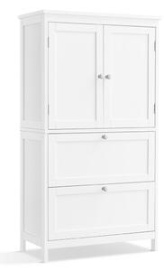 Fürdőszoba szekrény, tároló szekrény két nagy fiókkal és két ajtóval, fehér 60x30x110cm
