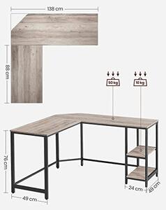 Sarok íróasztal polcokkal, greige 138x138x76cm