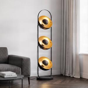 Lindby állólámpa Muriel, 3-lámpás, fekete/arany, fém, Fekete, Nappali / Étkező, fém, Modern