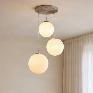Lindby függőlámpa Heleska, fehér, üveg, 3-as lámpa, Ø 47cm, dimmelhető, Fehér / opál, Nappali / Étkező, fém, Modern